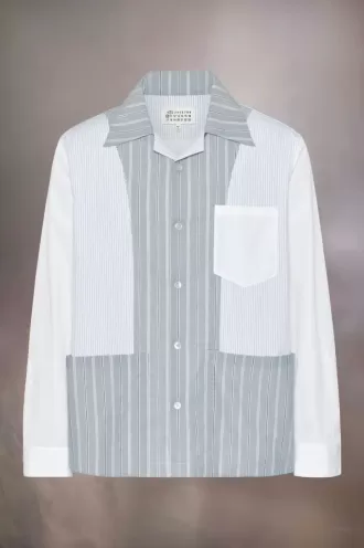 Chemise patchwork à fines rayures