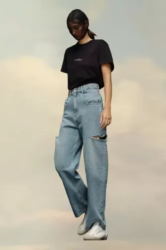 Jean en denim avec détails fendus