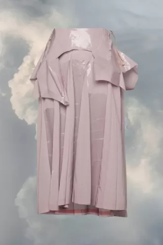 Jupe midi en taffetas laminé