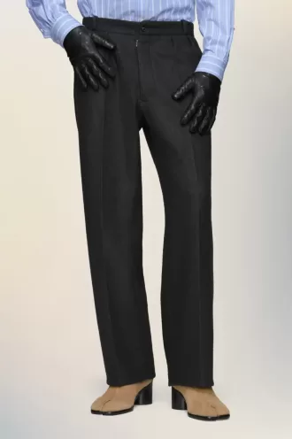 Pantalon droit en laine feutrée
