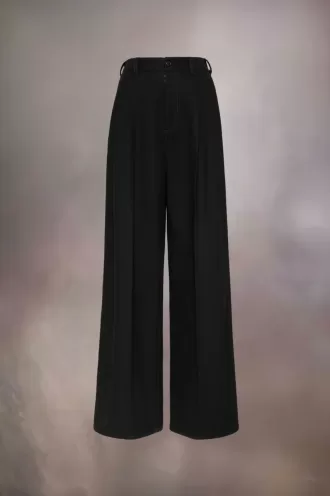Pantalon plissé en laine