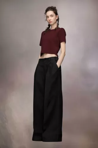 Pantalon plissé en laine