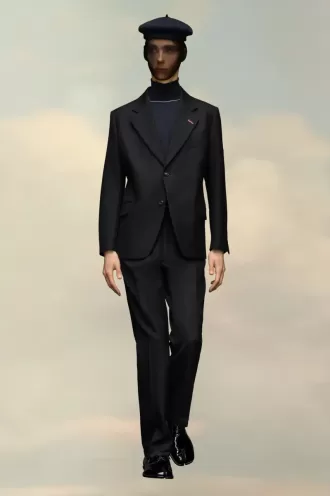 Pantalon à chevrons en laine